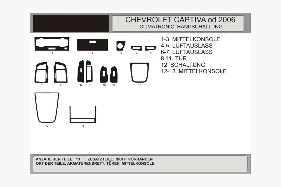 Chevrolet Captiva 2006–2019 Instrumentbordbeklædning Aluminium Image