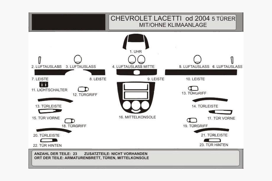 Chevrolet Lacetti 2003–2024 Instrumentbordbeklædning til Hatchback (Hartman) Rød Image