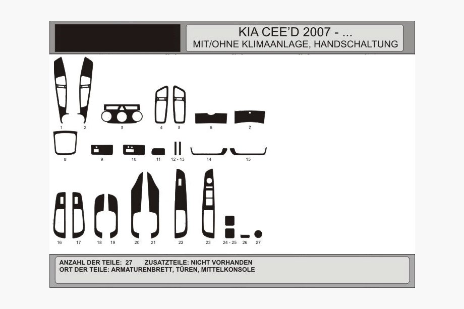 Kia Ceed 2007–2012 Instrumentbordbeklædning Blå Image