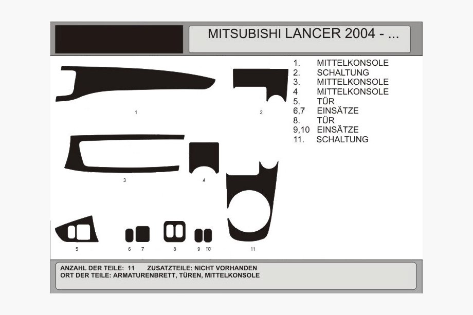 Mitsubishi Lancer 9 2004–2008 Instrumentbordslister (Hartman) Mørk træfinér Image
