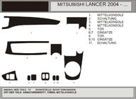 Mitsubishi Lancer 9 2004–2008 Instrumentbordslister (Hartman) Mørk træfinér foto 1