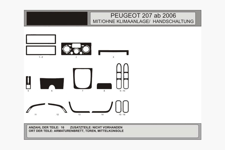 Peugeot 207 2006–2014 Instrumentbordslister (Hartman) Valnød Image