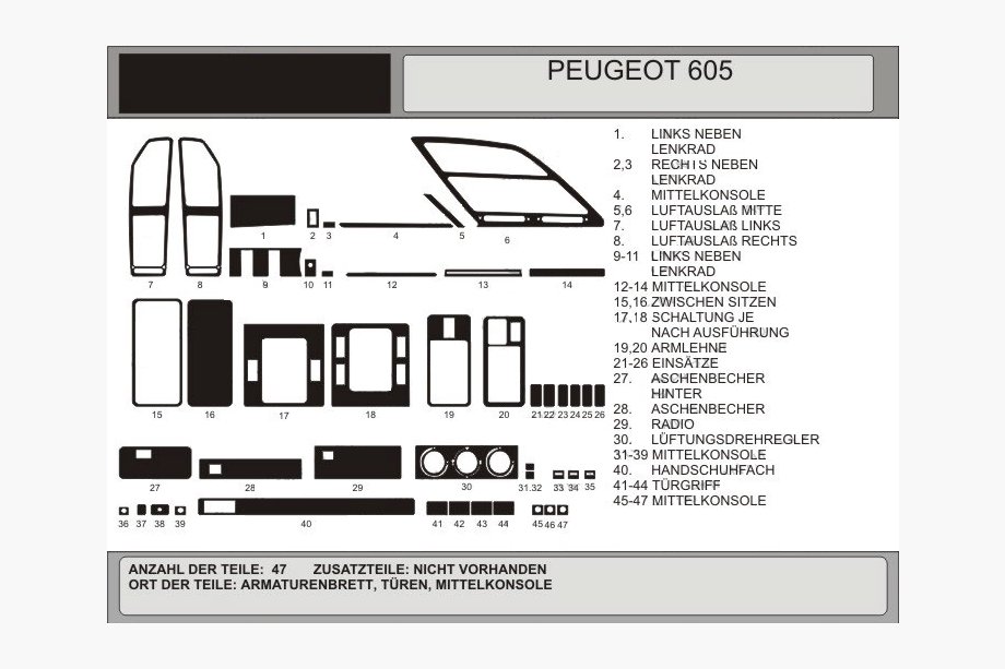 Peugeot 605 1989–1999 Instrumentbordbeklædning Image