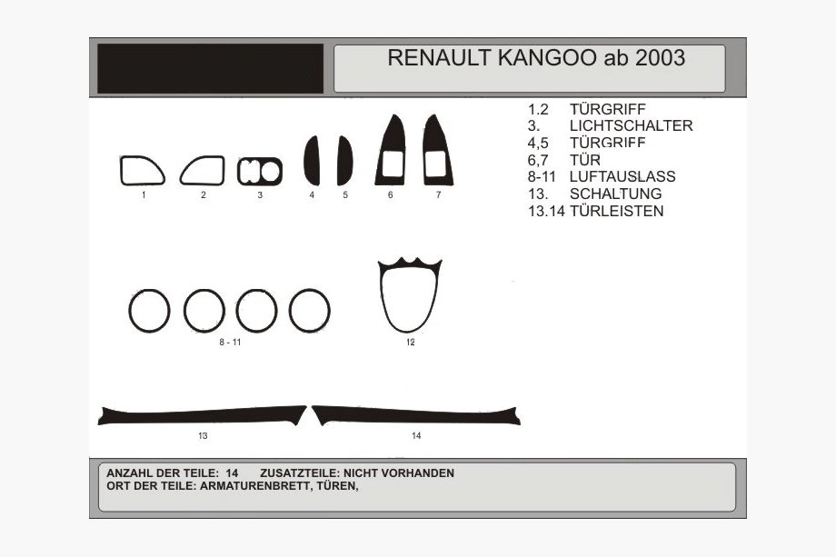 Renault Kangoo 1998–2008 Instrumentbordslister (Hartman) Blå Image