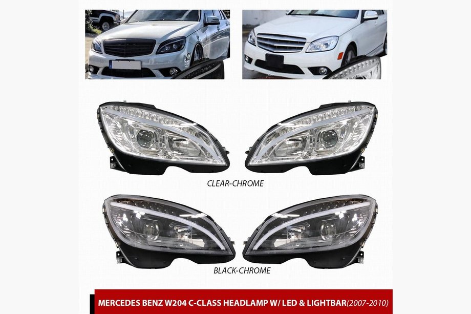 Mercedes C-class W204 2007–2015 LED-forlygter foran (2007-2011, 2 stk.) Sort Image
