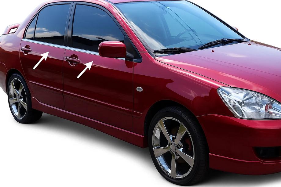 Mitsubishi Lancer 9 2004–2008 Udvendige vindueslister (4 stk., rustfrit stål) OmsaLine - italiensk rustfrit stål Image