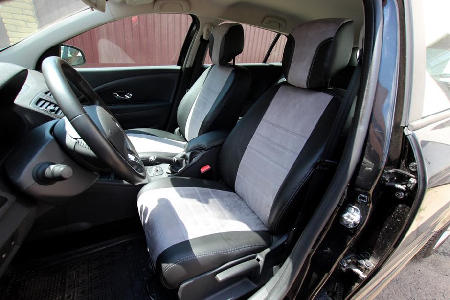 Renault Megane III 2009–2016 Sædeovertræk i økolæder + stof + Antara Antara A0010 (komplet sæt) Image
