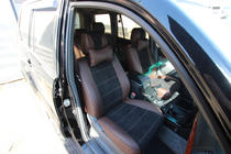 Toyota Land Cruiser Prado 120 2002–2009 Sædeovertræk i kunstlæder + stof + Alcantara Antara A088 (komplet kabine) foto 3