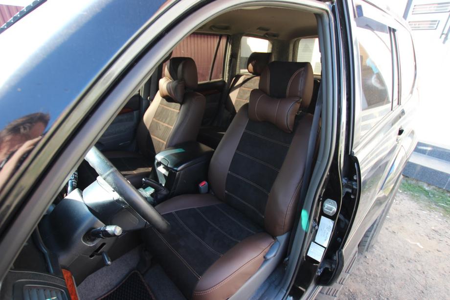 Toyota Land Cruiser Prado 120 2002–2009 Sædeovertræk i kunstlæder + stof + Alcantara Antara A088 (komplet kabine) Image