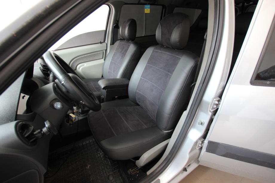 Renault Logan I 2005–2008 Sædeovertræk i økolæder+stof+Alcantara Antara A001 (komplet kabinesæt) Image