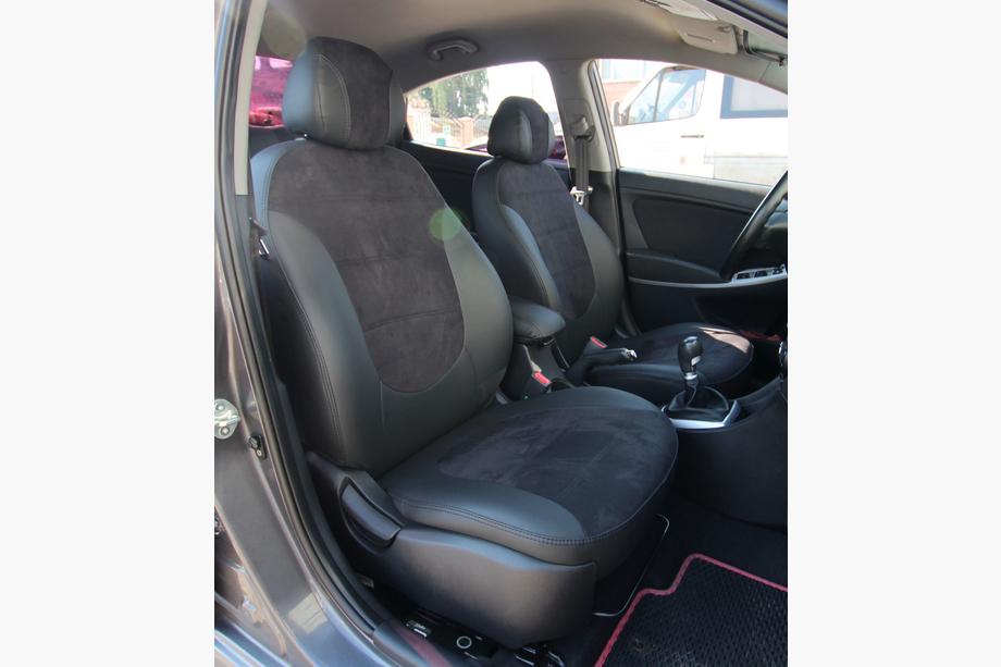 Hyundai Accent 2011–2017 Sædeovertræk i økolæder+stof+Alcantara Antara A001 (komplet kabinesæt) Image