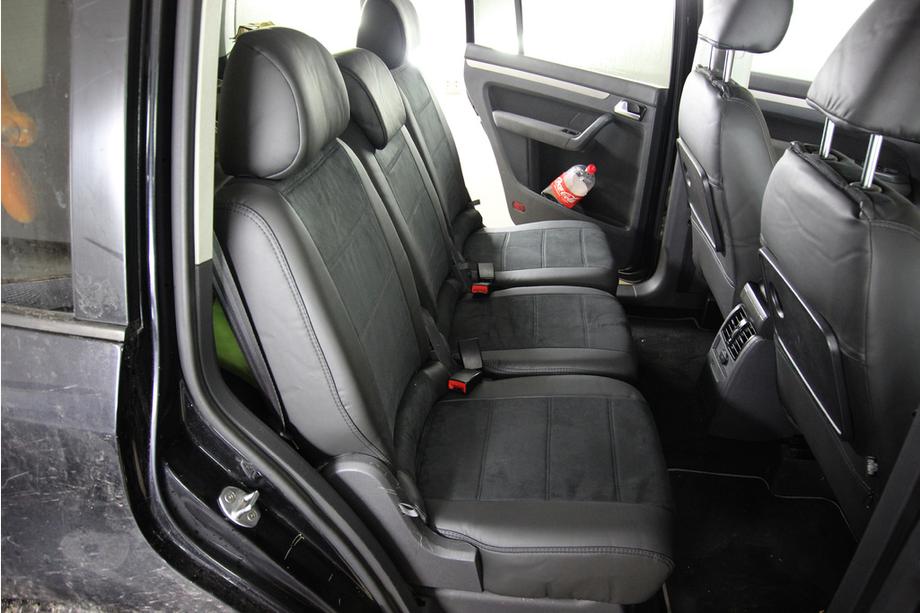 Volkswagen Touran 2003–2010 Sædeovertræk i økolæder+stof+Alcantara Antara A001 (komplet kabinesæt) Image