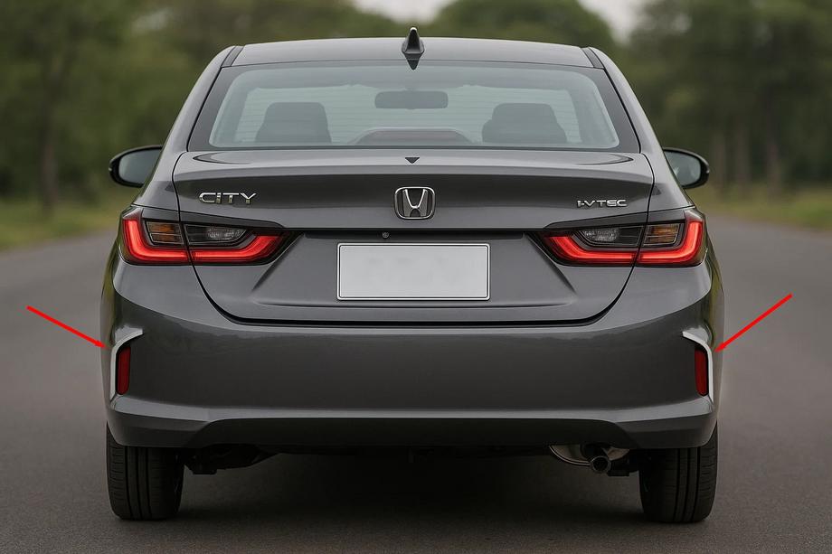 Honda City 2021– Pyntelister i rustfrit stål til bagkofangerreflekser SD (2 stk.) Foto 1