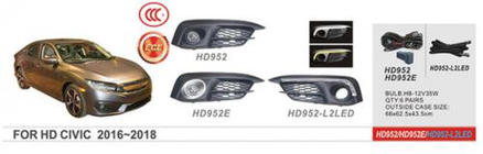 Honda Civic Sedan X 2016–2021 Tågelygter 2016-2019 (halogen) foto 1