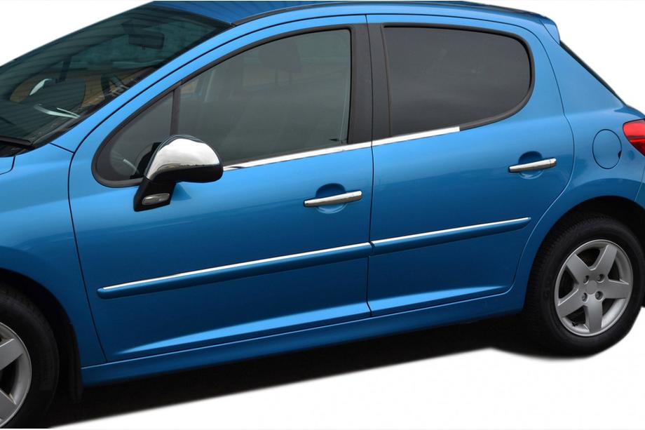 Peugeot 207 2006–2014 Udvendige vindueslister i rustfrit stål (4 stk.) Foto 1