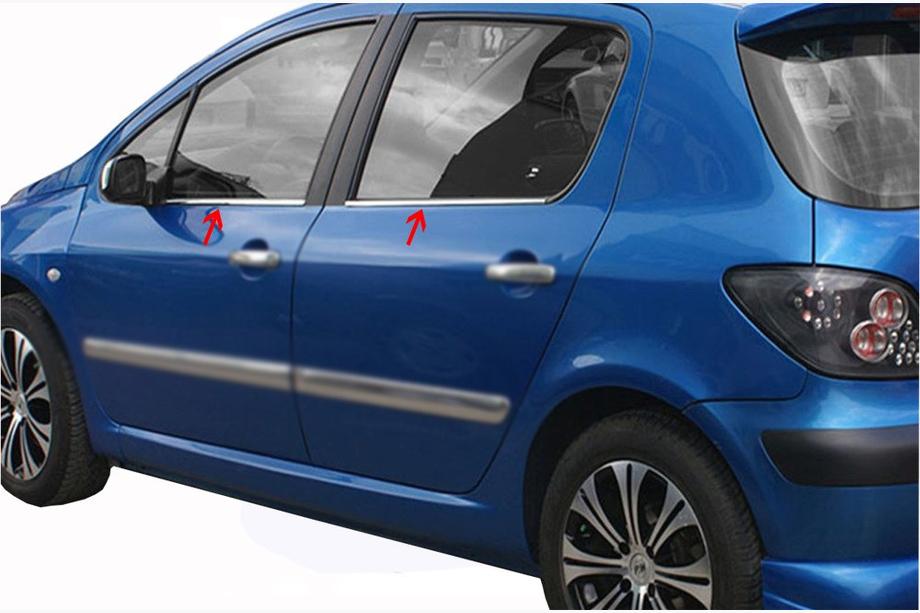 Peugeot 307 2001–2008 Udvendige vindueslister (4 stk., rustfrit stål) Foto 1