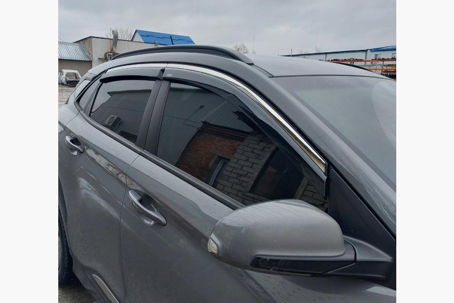 Hyundai Kona 2017–2023 Vindafvisere med kromliste (4 stk., Niken) Image