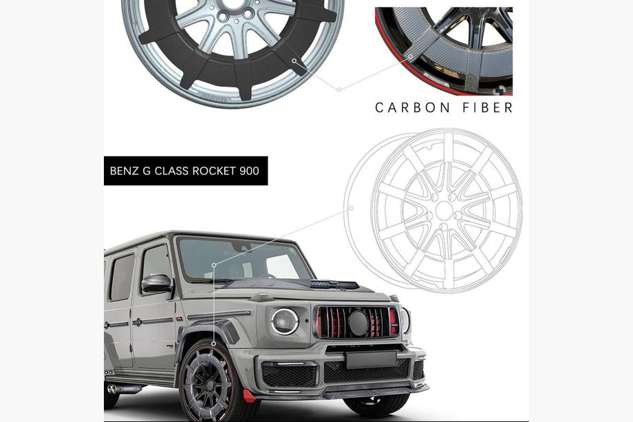 Mercedes G-Class W463 2018–2024 G900 smedede alufælge med carbon (R24, 4 stk.) Foto 18