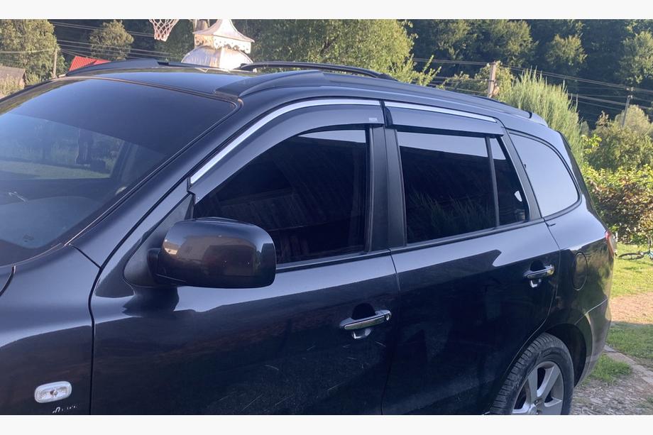 Hyundai Santa Fe 2 2006–2012 Vindafvisere med kromliste (4 stk., Niken) Image