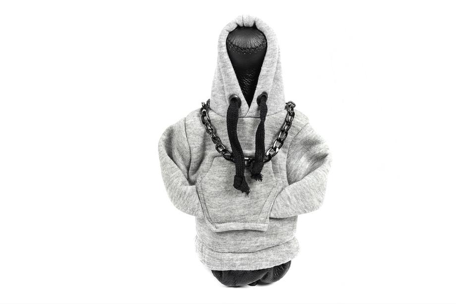 Gearstangsovertræk i hoodie-stil (grå, sort snor) Foto 1