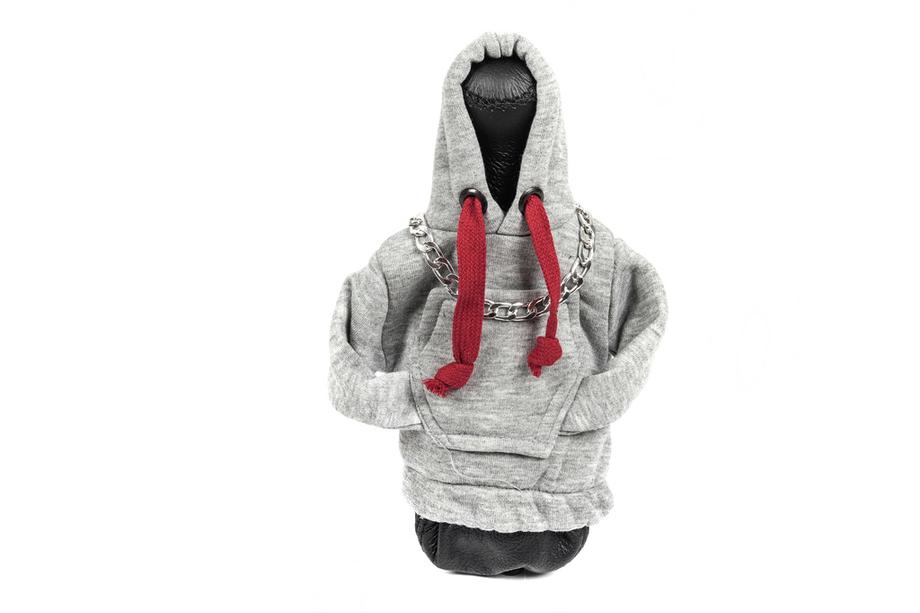 Gearskifte-manchet hoodie (grå, bordeaux snor) Image