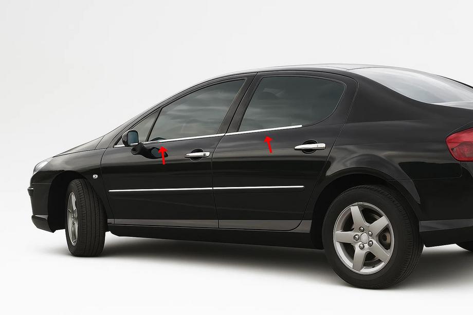 Peugeot 407 2004–2011 Udvendige vindueslister (4 stk., rustfrit stål) Image