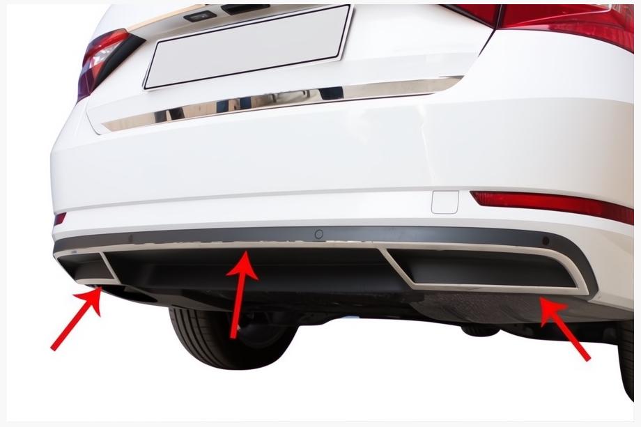 Skoda Superb 2015–2024 Carmos bagkofanger-endestykker (3 stk., rustfrit stål) Image