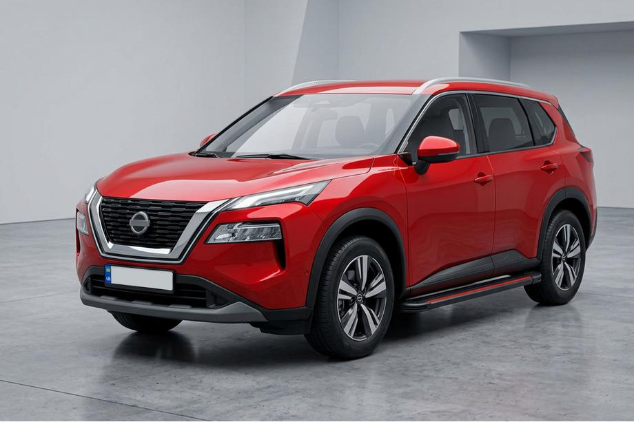Nissan X-trail T33/Rogue 2022– Sidetrin Maya Red (2 stk., aluminium) Foto 1