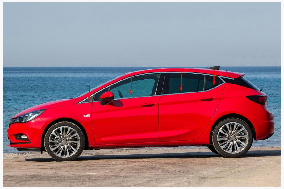 Opel Astra K 2016–2021 Vindueslister (HB) (8 stk., rustfrit stål) Image