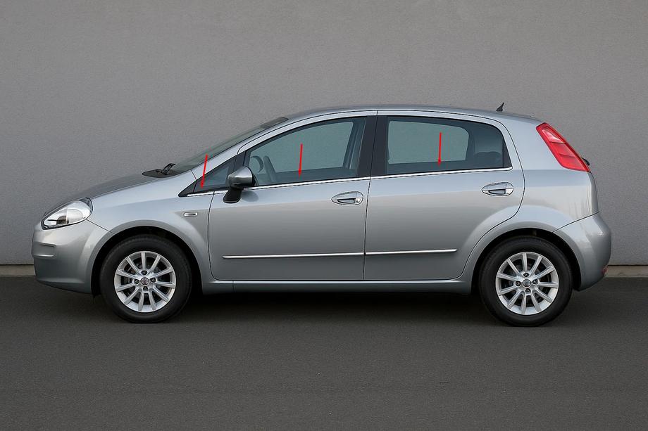 Fiat Punto Grande/EVO 2006–2018 Vindueslister Carmos (6 stk., rustfrit stål) Image