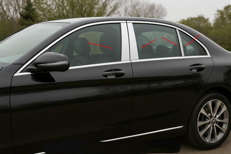 Mercedes C-klasse W205 2014–2021 Dørstolpeafdækninger (6 stk., rustfrit stål) Image