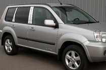 Nissan X-trail T30 2002–2007 Krom dørstolpedæksler (8 stk., rustfrit stål) foto 1