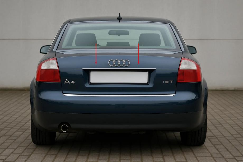 Audi A4 B6 2000–2004 Rustfri pynteliste over nummerplade (Carmos) V-2 Image