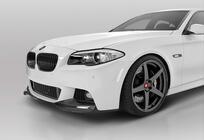 BMW 5-serie F10/F11 2010–2016 Frontkofanger læbespoiler DPT Lip V-3 (til M-Performance, blank sort) foto 1