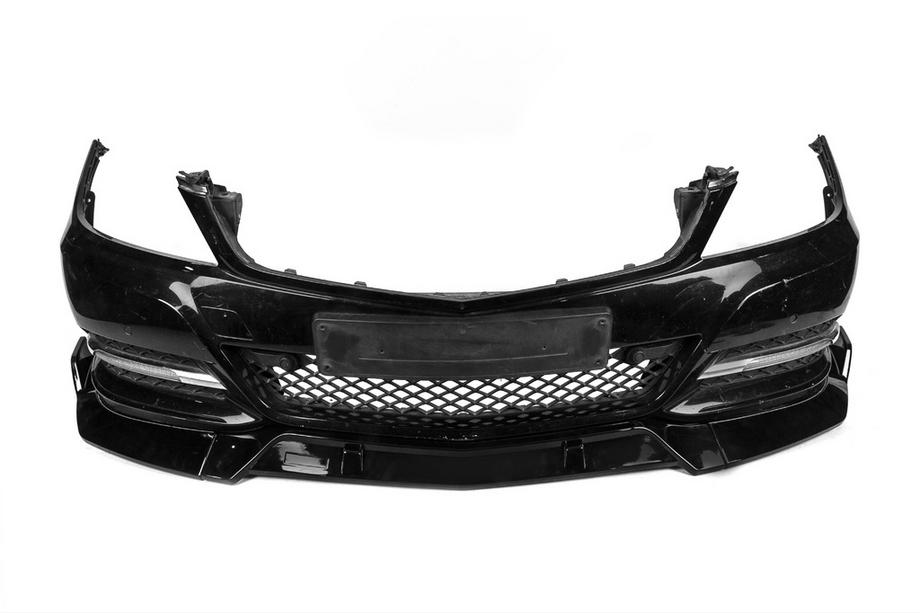 Mercedes C-class W204 2007–2015 Frontbumper-læbe DPT V1 (2011-2015, blank sort) Foto 4