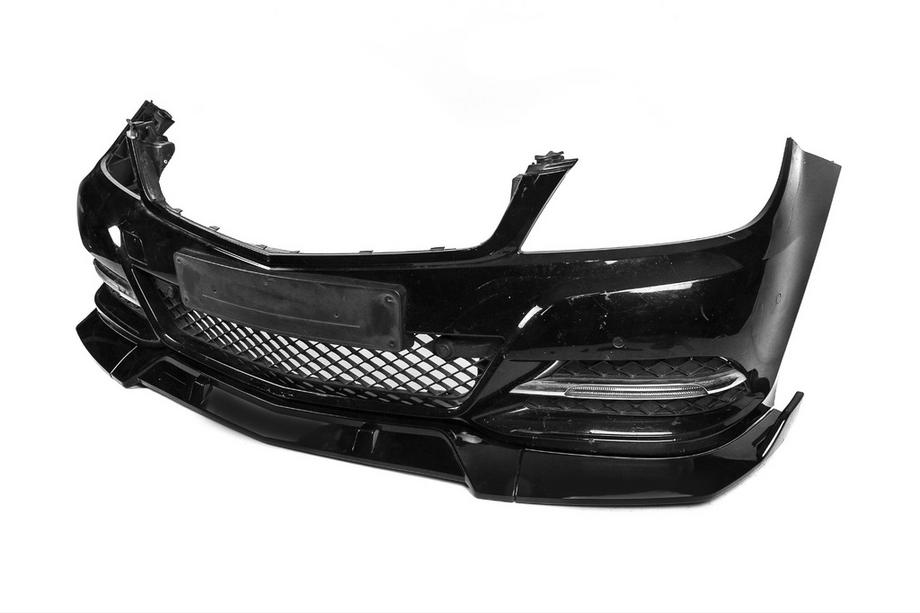 Mercedes C-class W204 2007–2015 Frontbumper-læbe DPT V1 (2011-2015, blank sort) Foto 14
