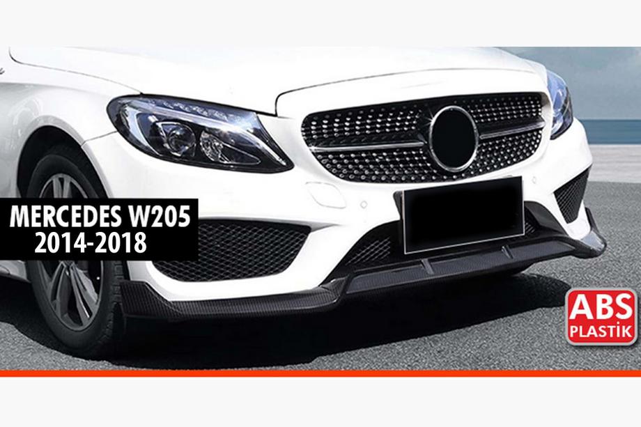 Mercedes C-klasse W205 2014–2021 Front kofangerlæbe DPT V1 (2014-2018, kun til AMG-Line, blank sort) Foto 1