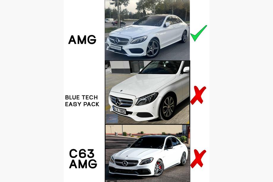Mercedes C-klasse W205 2014–2021 Front kofangerlæbe DPT V1 (2014-2018, kun til AMG-Line, blank sort) Foto 3