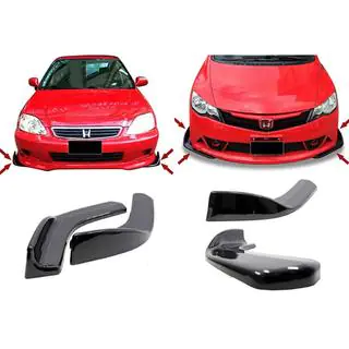 Universel front læbe-spoiler DPT V-1 (ABS) (2 stk.) (blank sort) foto 1