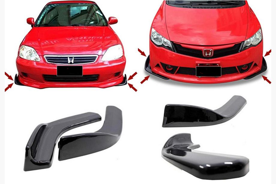 Universel front læbe-spoiler DPT V-1 (ABS) (2 stk.) (blank sort) Foto 1