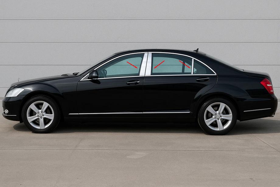 Mercedes S-Klasse W221 2005–2013 Dørstolpeafdækninger (6 stk., rustfrit stål) Image