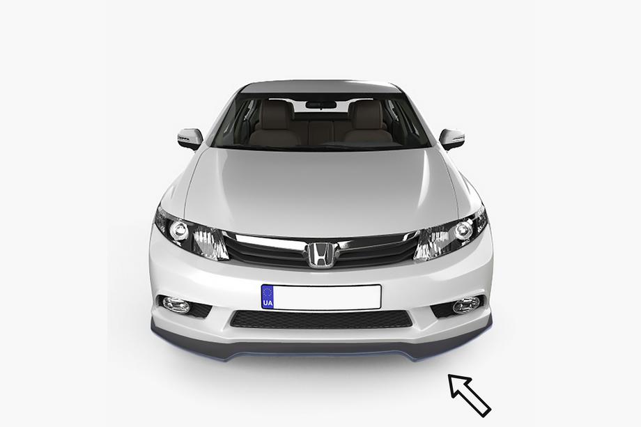 Honda Civic Sedan X 2016–2021 ESA front lipspoiler (sort) Image