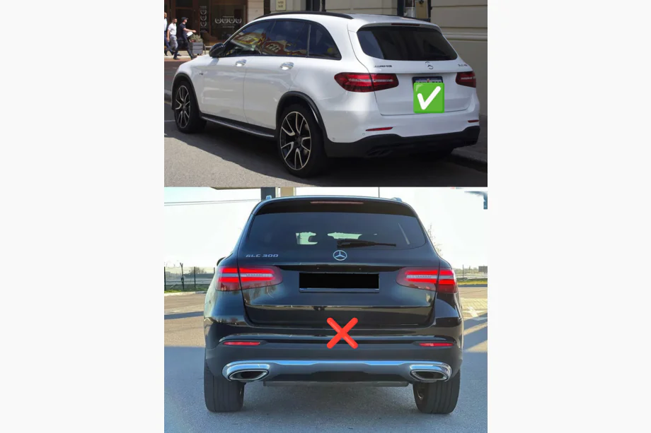 Mercedes GLC X253 2015–2022 Bagdiffusor med udstødningsenderør, Black (AMG63 design) Foto 3