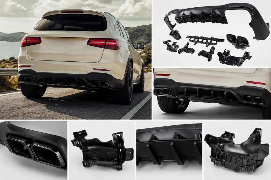 Mercedes GLC X253 2015–2022 Bagdiffusor med udstødningsenderør, Black (AMG63 design) Foto 1