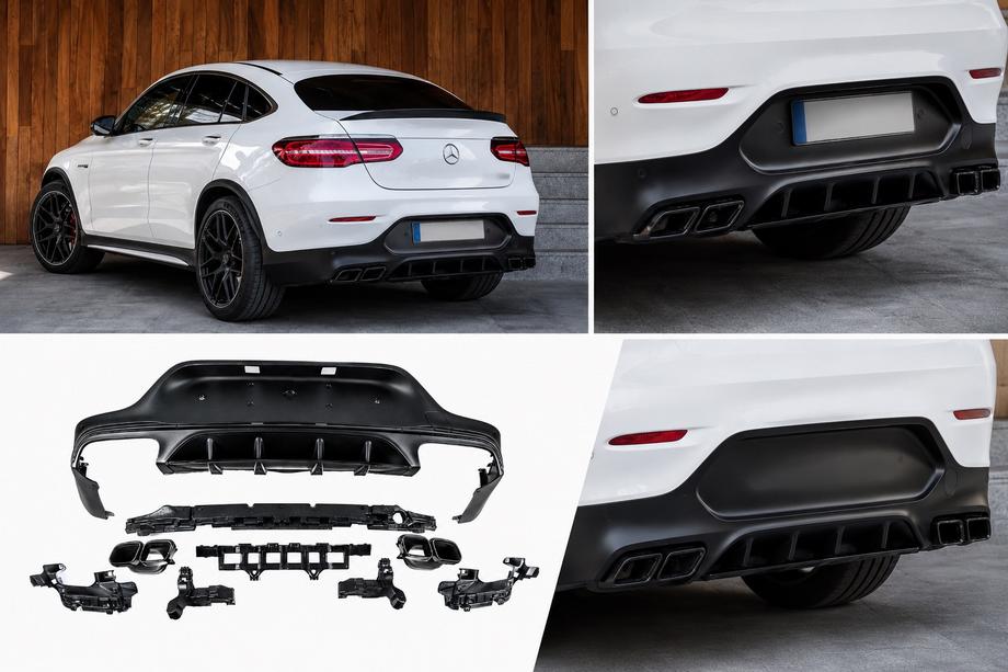 Mercedes GLC Coupé C253 2016–2023 Bagdiffuser med udstødningstips Black (AMG63 design) Image