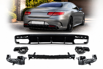 Mercedes S-class C217 Coupé 2014–2020 Bageste diffuser med udstødningsenderør Black (2018-2020) foto 1
