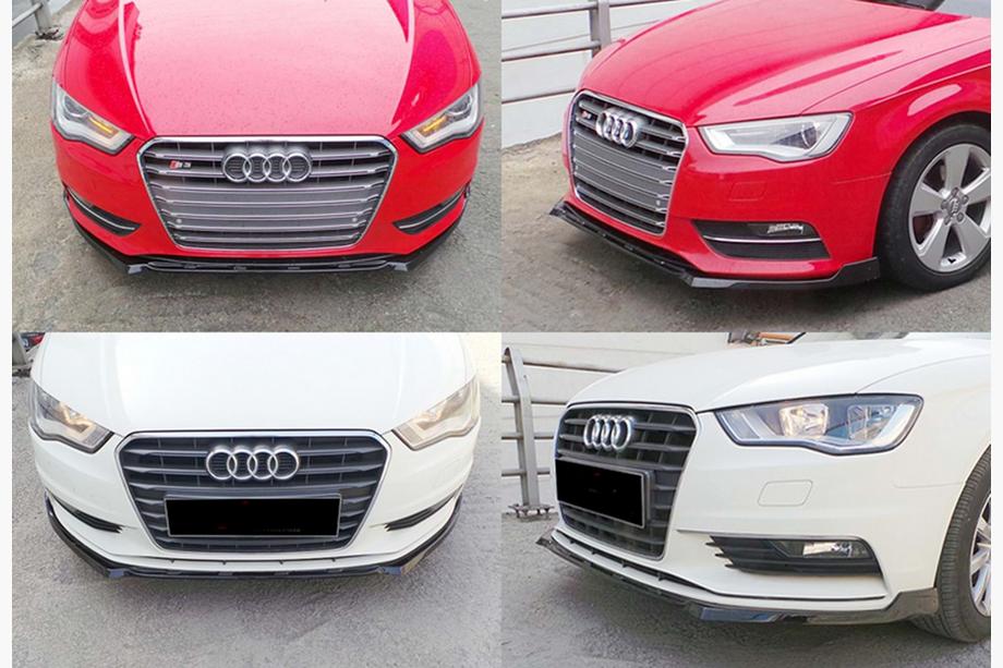 Audi A3 2012–2020 Forreste frontlip-splitter DPT V-3 (Sedan/HB, blank sort) Image