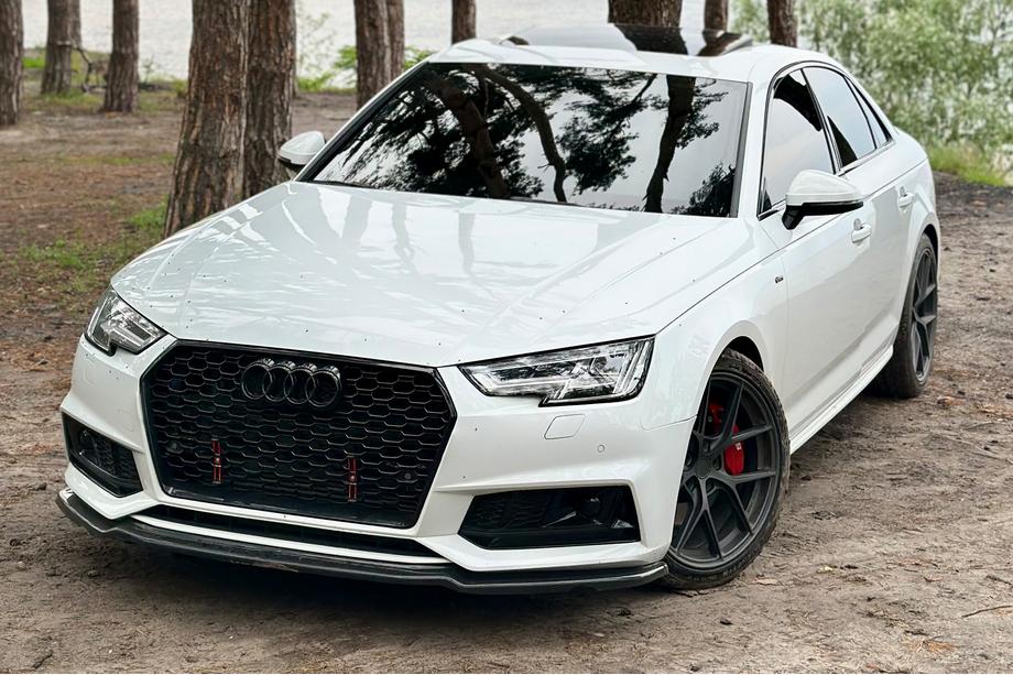 Audi A4 B9 2015–2024 Forreste lipspoiler-læbe DPT V-1 (til S-Line, 2015-2019, sort højglans) Image