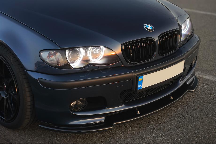 BMW 3-serie E46 1998–2006 DPT V-1 frontlip (til M Sport, sort højglans) Foto 1
