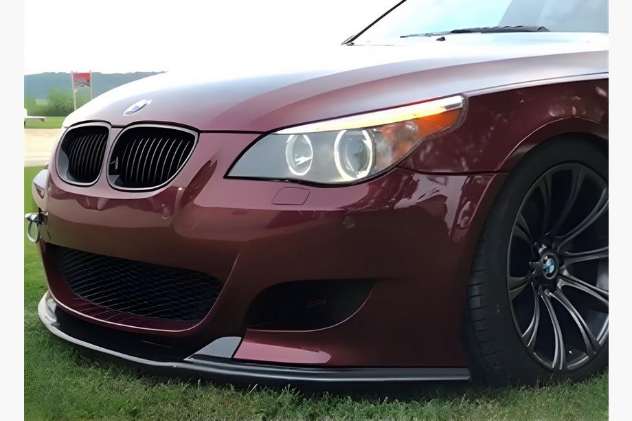 BMW 5-serie E60/E61 2003–2010 Front læbespoiler DPT (uden finner, til M5 Hamann, blank sort) Image
